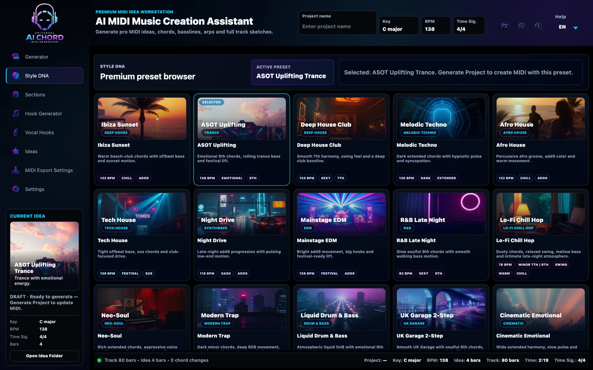Style DNA preset browser